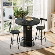 TAVOLO da bar rotondo 80 cm nero Set da 3 pezzi