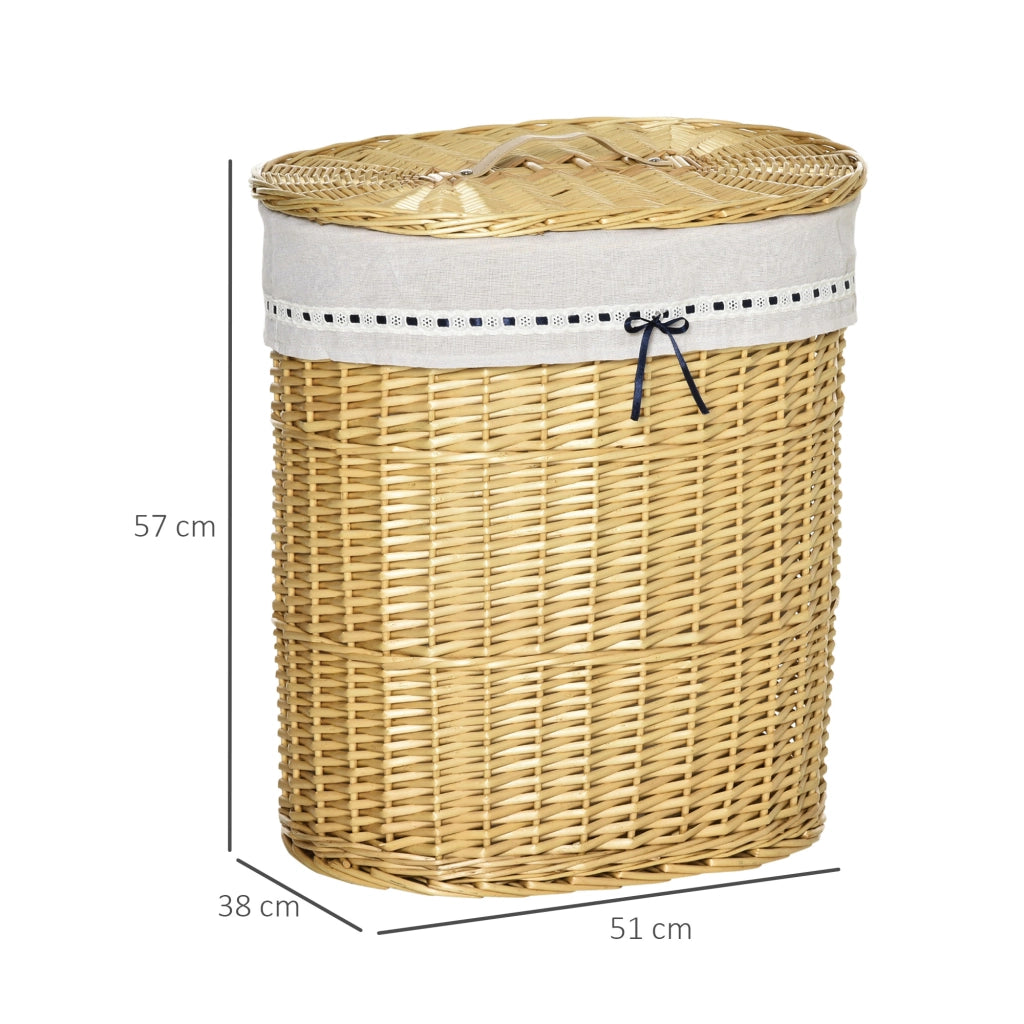 Cesto portabiancheria in vimini con coperchio e manici ¨C Xylo ¨C Naturale con sacco removibile