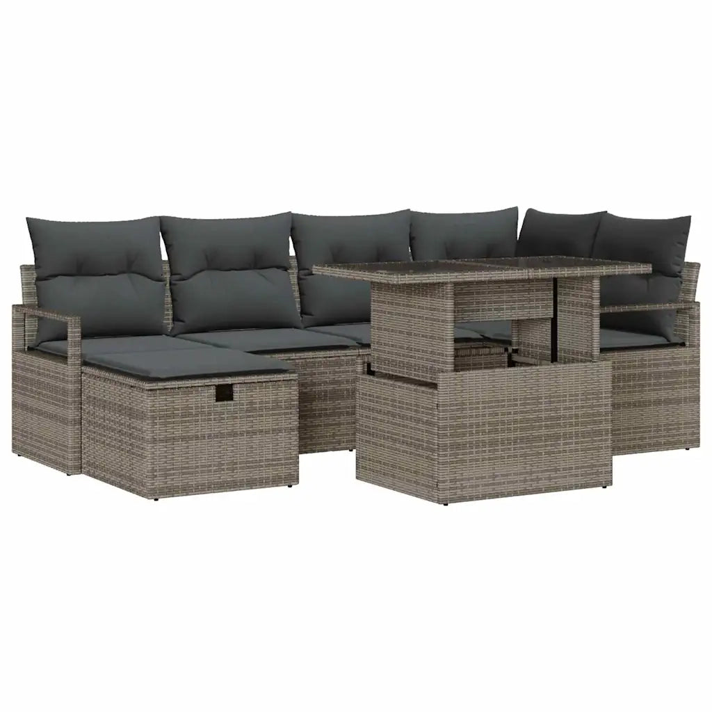 Set Divano da Giardino con cuscino 7 pcs Grigio Poly Rattan 3361128