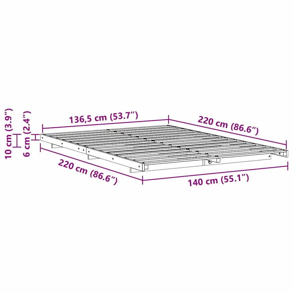 Struttura del letto-Giroletto-Rete del Letto Bianco 140 x 220 cm Pino massello 610340