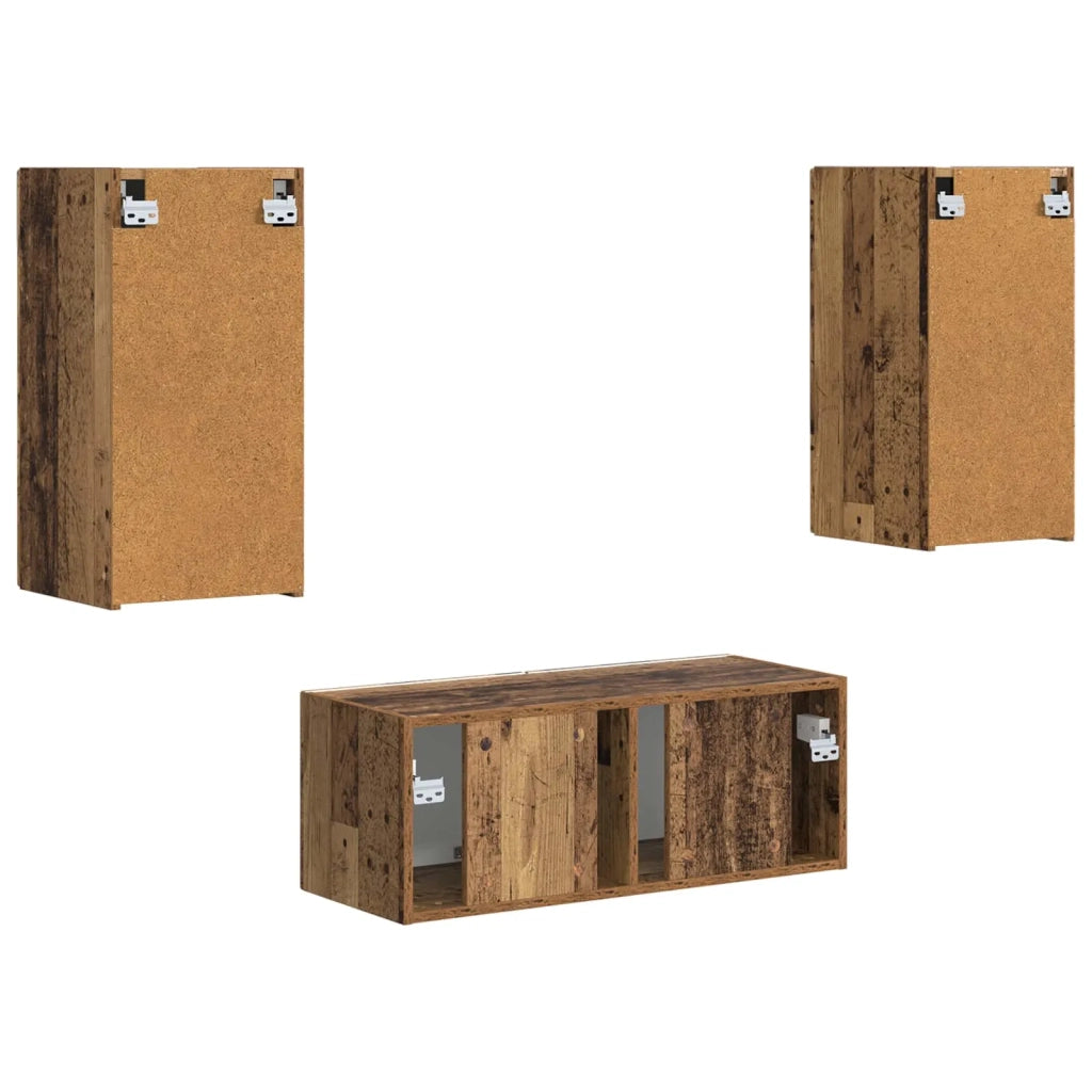 Set mobile TV 2 pz-Credenza per TV Legno vecchio Legno multistrato 461642