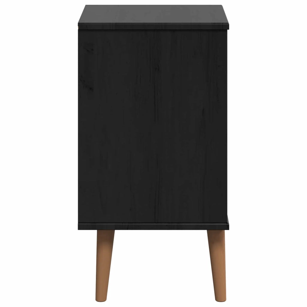 Comodino | Armadio da Notte | Mobiletto da notte Nero 40 x 35 x 65 cm Legno di pino massiccio