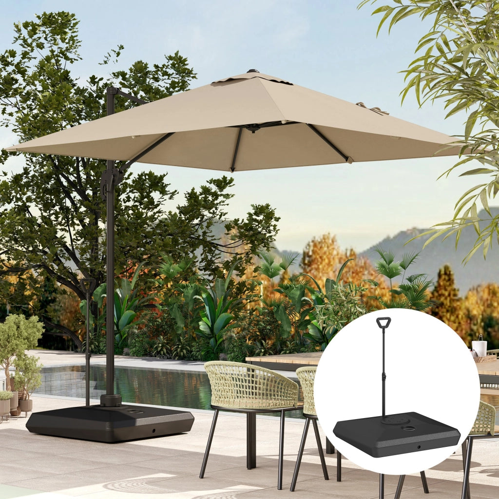 Base per Ombrellone a Sbalzo 95x95x117 cm Riempibile con Acqua o Sabbia in HDPE Nero
