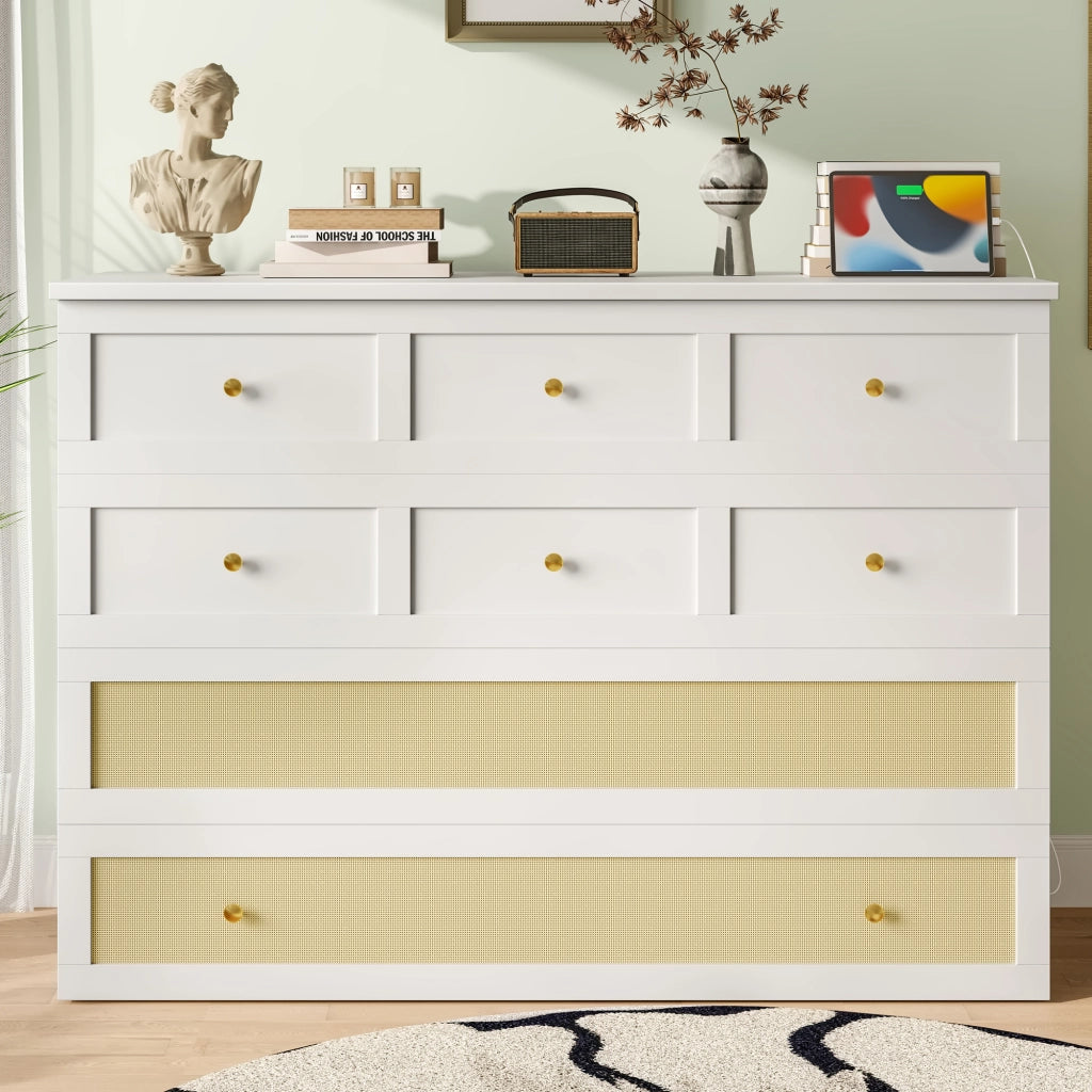 LETTO Convertibile 140x200 cm MDF Bianco con USB e presa