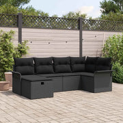 Set Divano da Giardino con cuscino 6 pcs Nero polyrattan