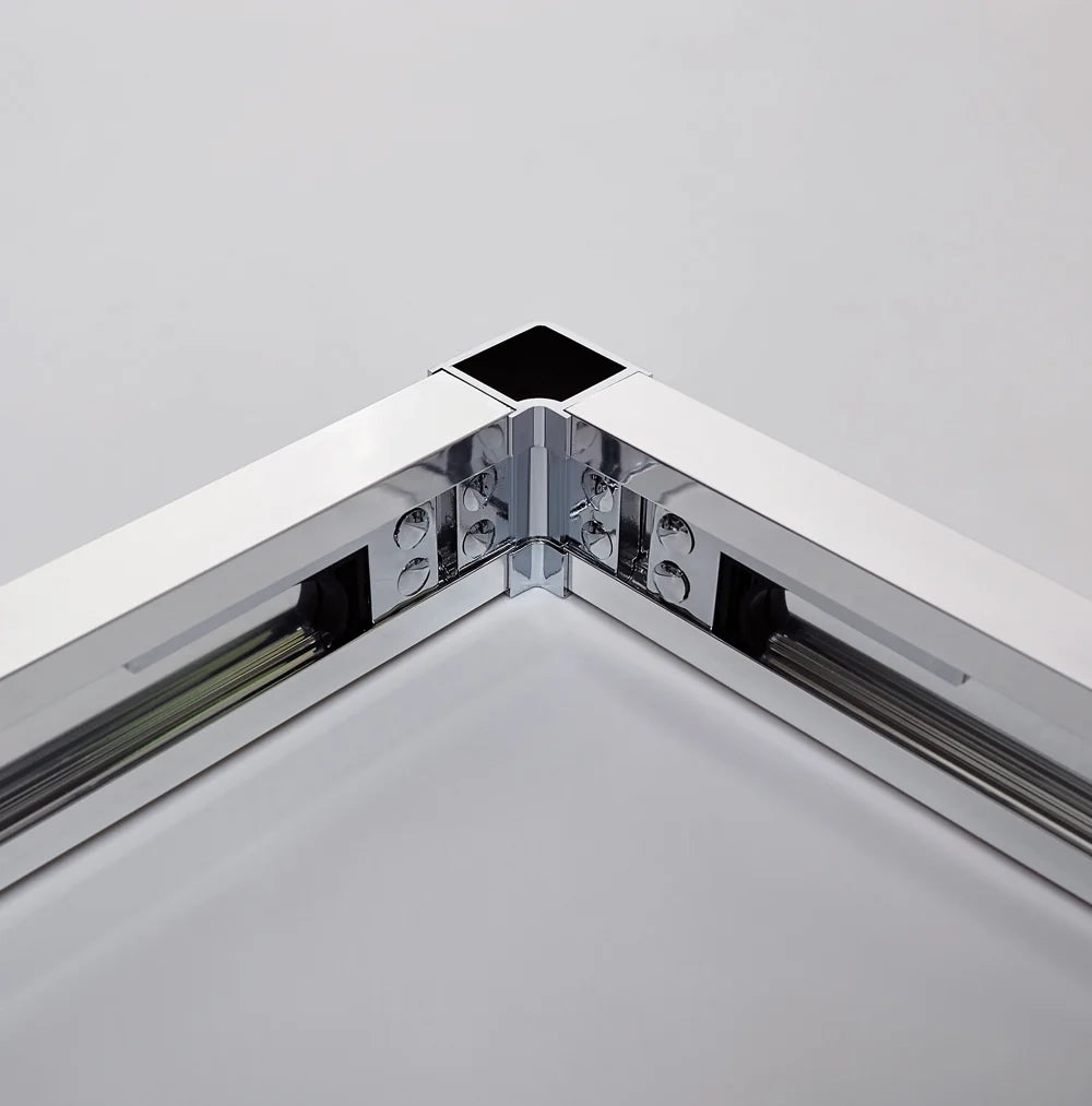 Box doccia angolare BASIC apertura al vertice 95x75 cm (90-95/70-75) cromo lucido vetro satinato