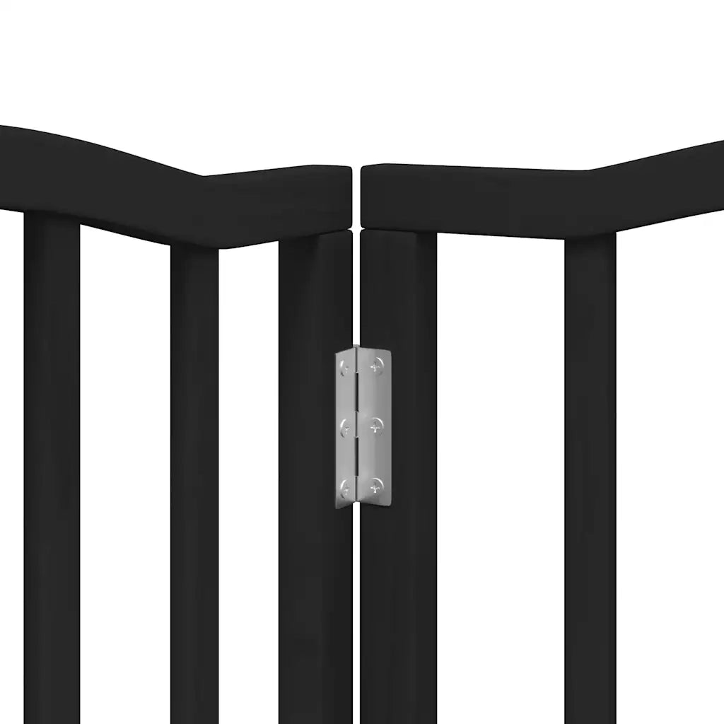 Cancello per Cani Porta Pieghevole Nero 9 Pannelli 450cm Pioppo CFW5480557