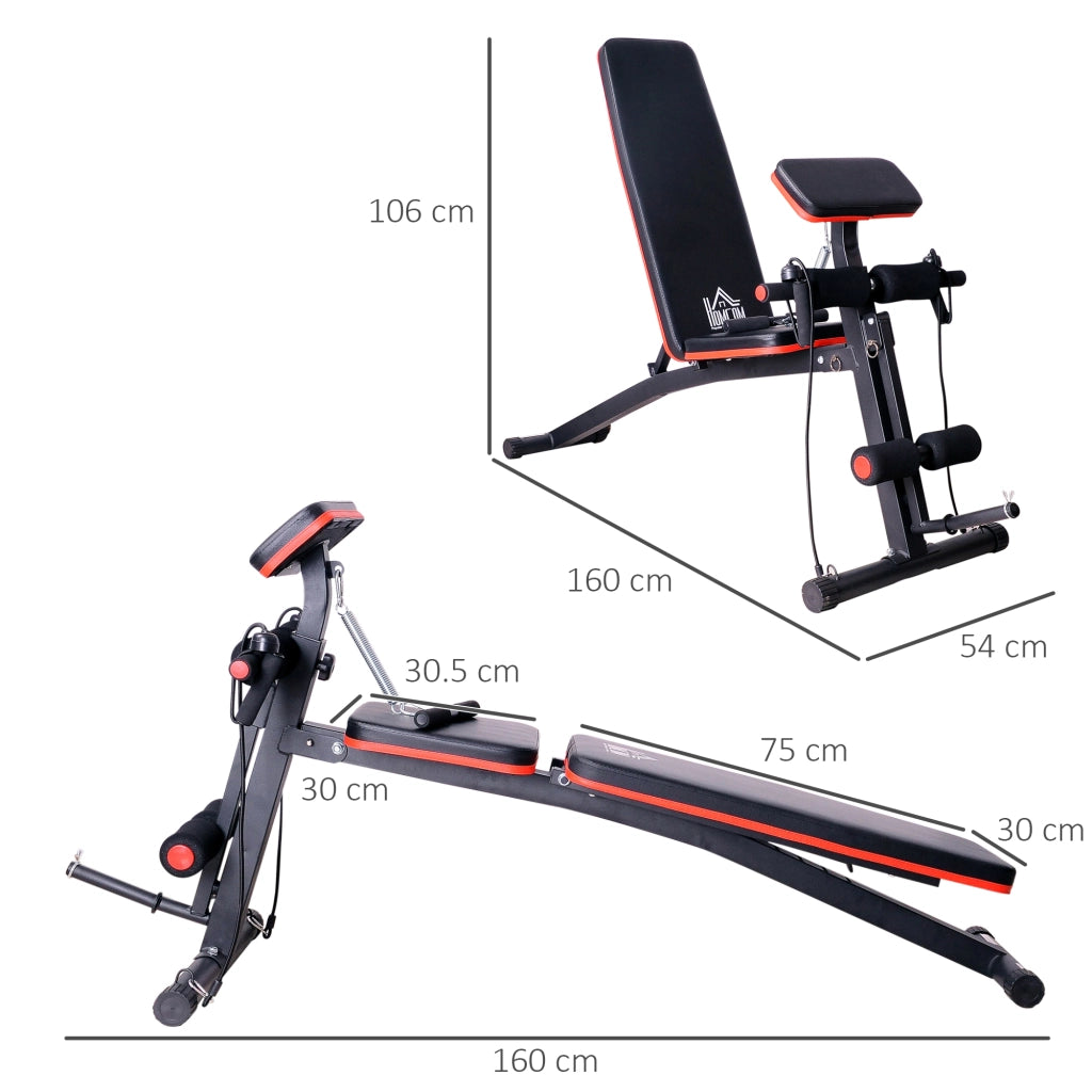 Panca Fitness Pieghevole ¨C Xylo ¨C Multifunzione con Schienale Regolabile a 7 Livelli, Rosso
