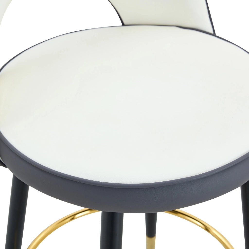 Sgabello da Bar Girevole Imbottito ¨C MINIMAL ¨C Set 2 Pezzi, PU, Grigio Scuro e Bianco