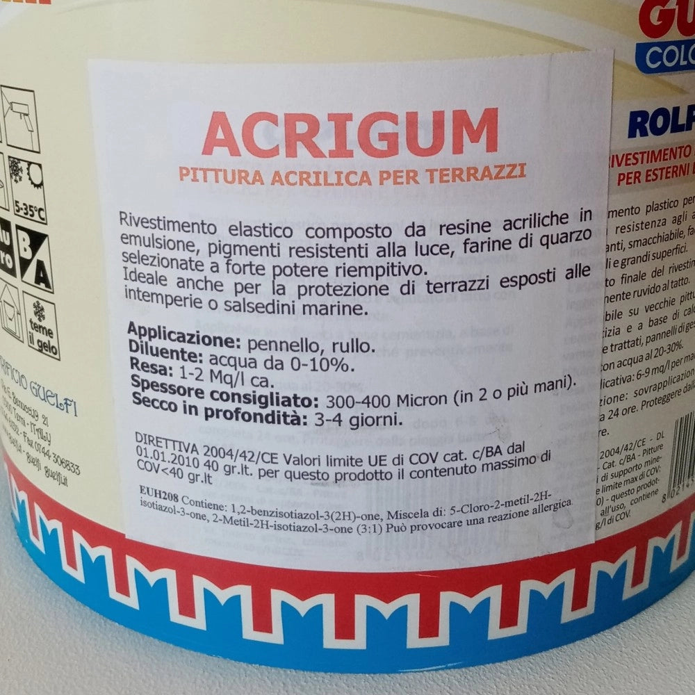 Acrigum 20kg grigia guaina liquida isolante pittura acrilica per terrazzi