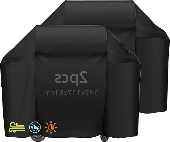 Copertura BBQ 420D stoffa Oxford - impermeabile - resistente - grande copertura BBQ a gas - nero - con tasca di stoccaggio - 147 x 61 x 117 cm