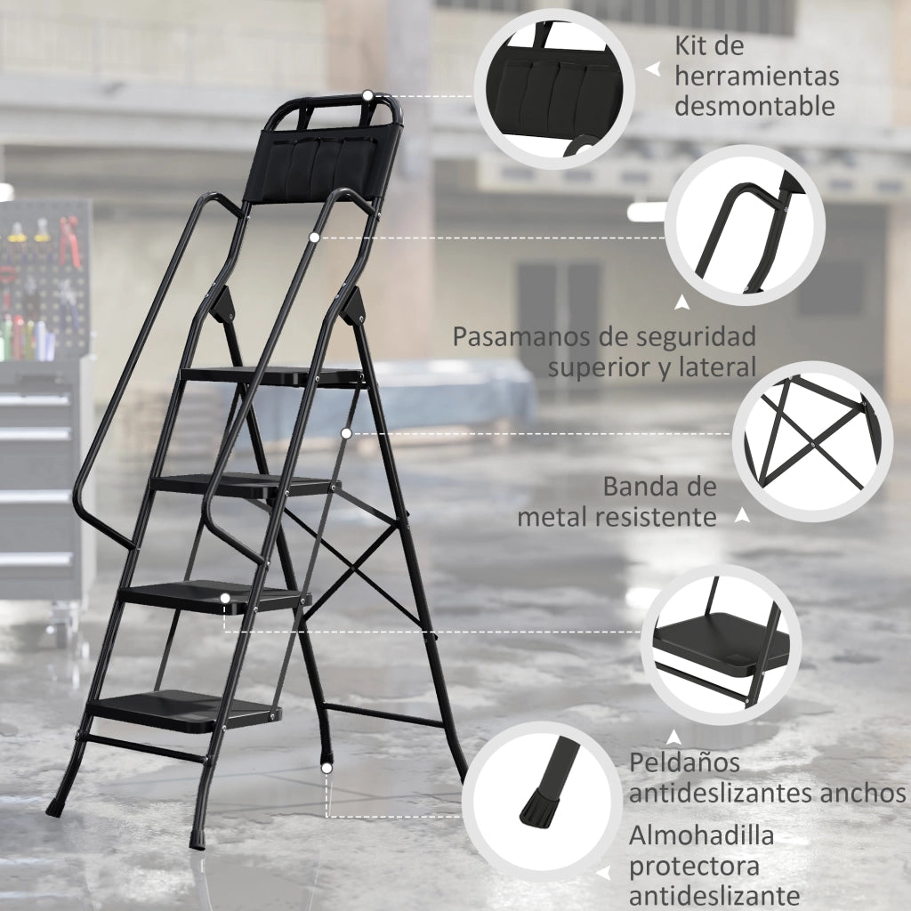 Scala a Libretto 4 Gradini con Borsa Attrezzi ¨C zephmum ¨C Nero