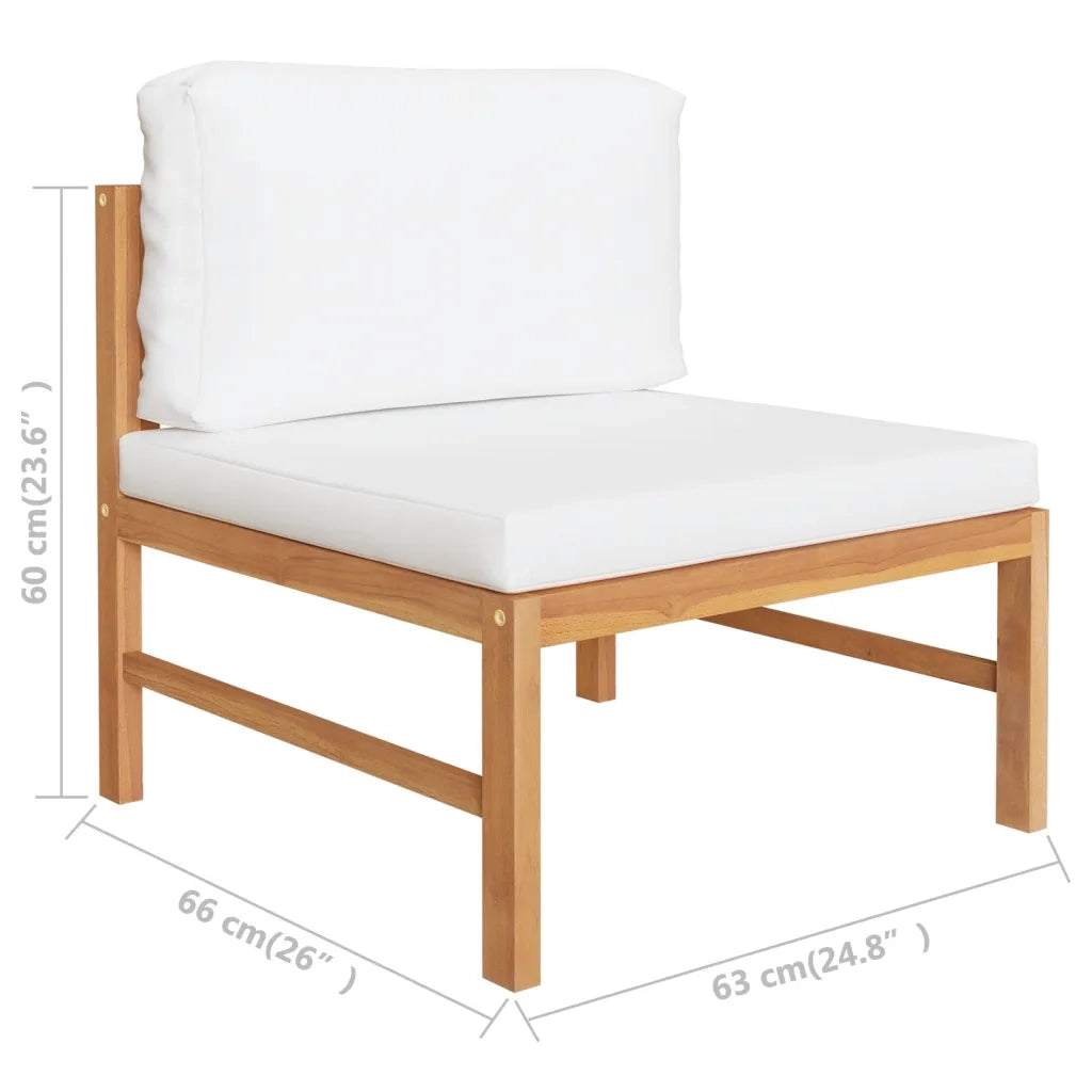 Set Divani Giardino 2 pz | Set Salotto da Giardino Cuscini Crema in Legno di Teak