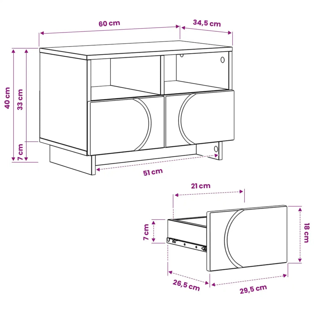 Supporto TV 60 x 34,5 x 40 cm Grigio Cemento 8011462