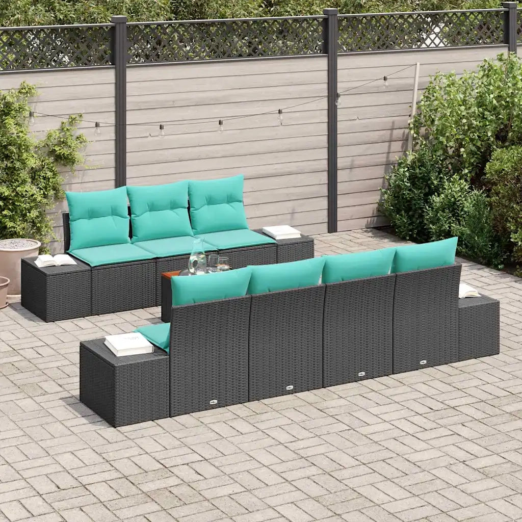 Set Divano da Giardino 8 pz Nero polyrattan 3347921