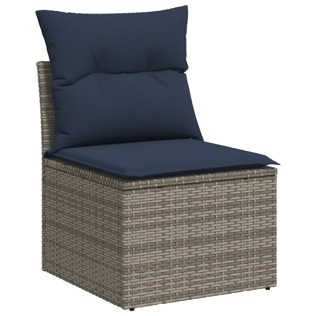 Set Divani da Giardino 4 pz con Cuscini Grigio in Polyrattan