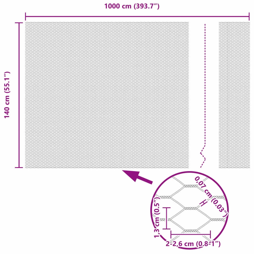 Recinzione Esagonale Verde 1,4 x 10 m PVC 42005353