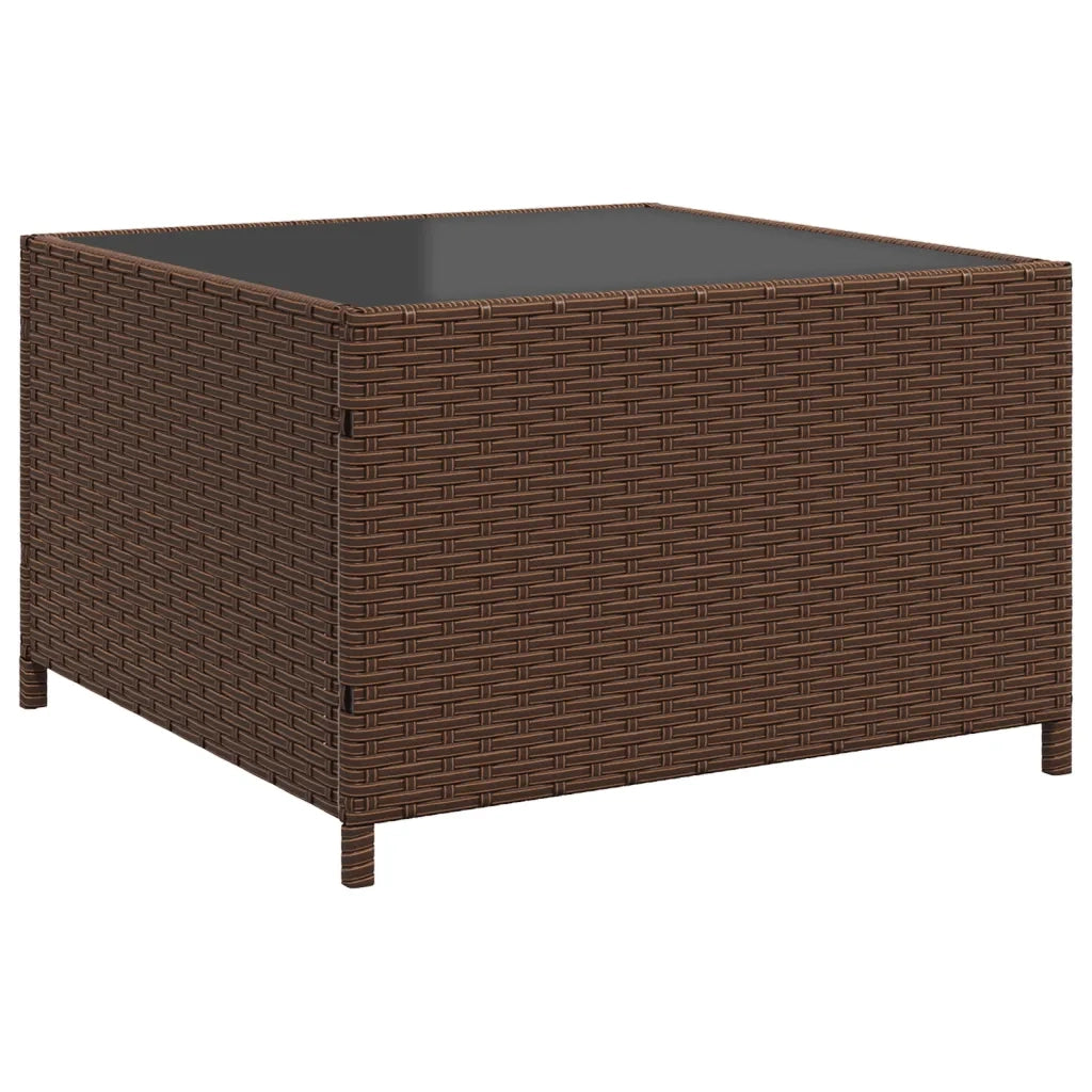 Divano da Giardino con Tavolo e Cuscini a L Marrone Polyrattan 369040
