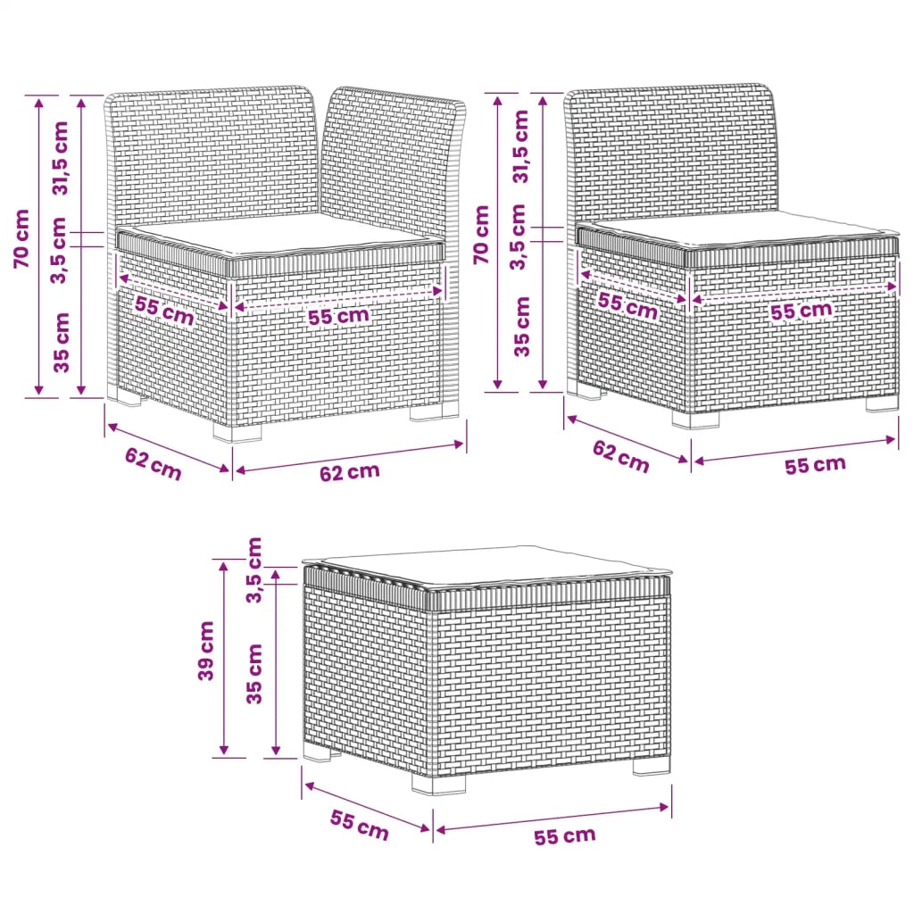 Divano da giardino 4 posti con cuscini aspetto rattan PP 3443941
