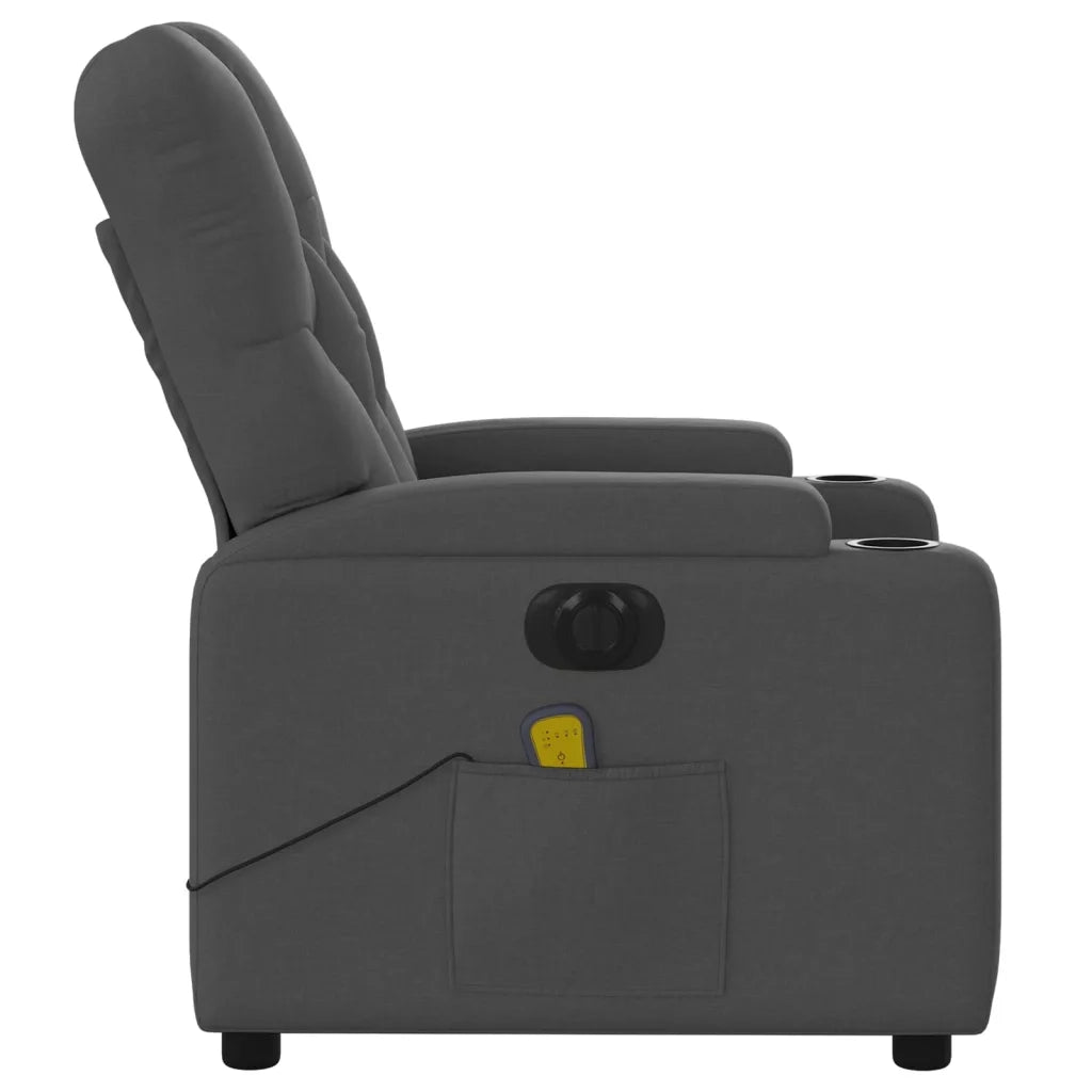 Poltrona | Sedia Relax Reclinabile Massaggio Elettrica Grigio Scuro Tessuto