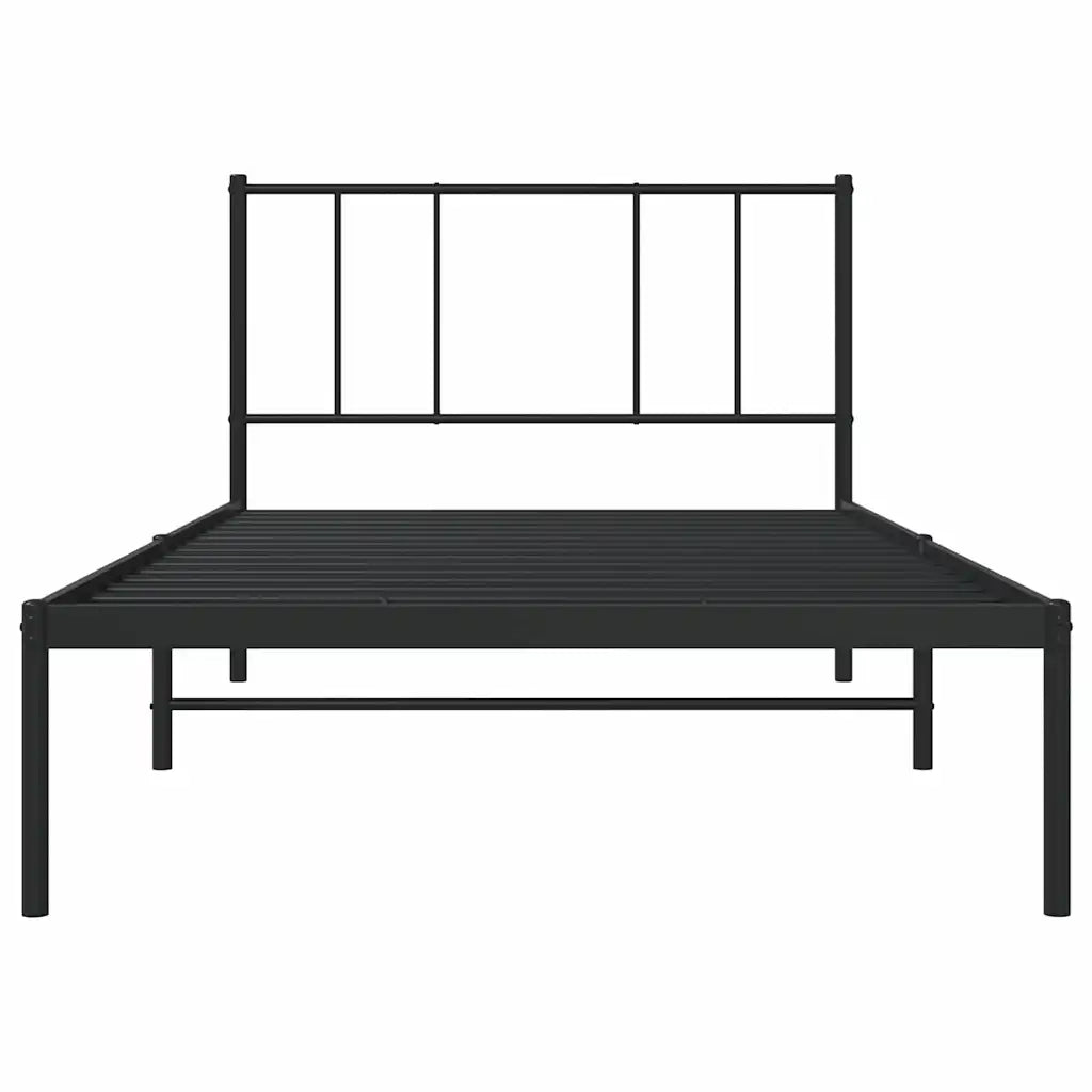 Giroletto con Testiera-Struttura Letto con testiera in Metallo Nero 100x190 cm 373106