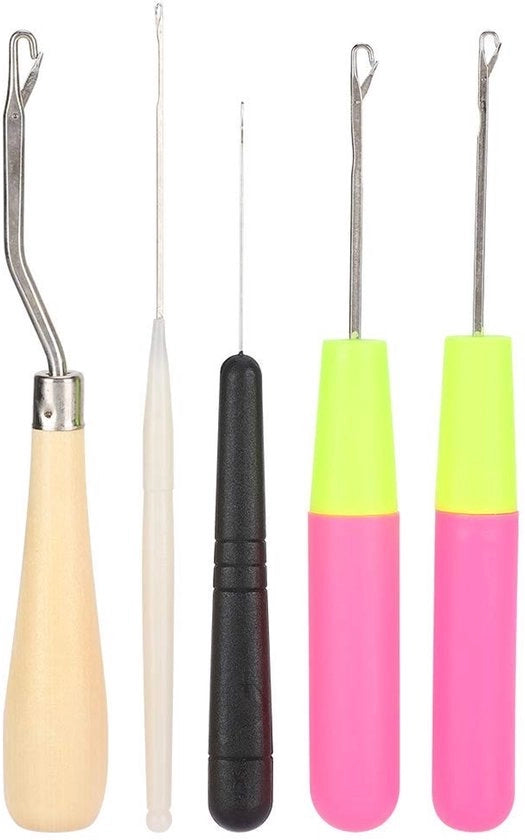 Kit di grattugiatori per tappeti - 5 pezzi - Maniglia in legno/sintetico duraturo - Lega di alluminio - Per tappeti e calzini - Design semplice - Grattugiatore per tappeti con ago