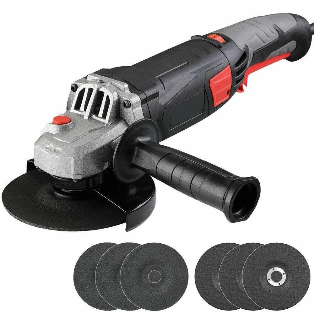 Trade Shop - Smerigliatrice Angolare 870w Flex Frullino 125mm Velocita Regolabile 6 Dischi -