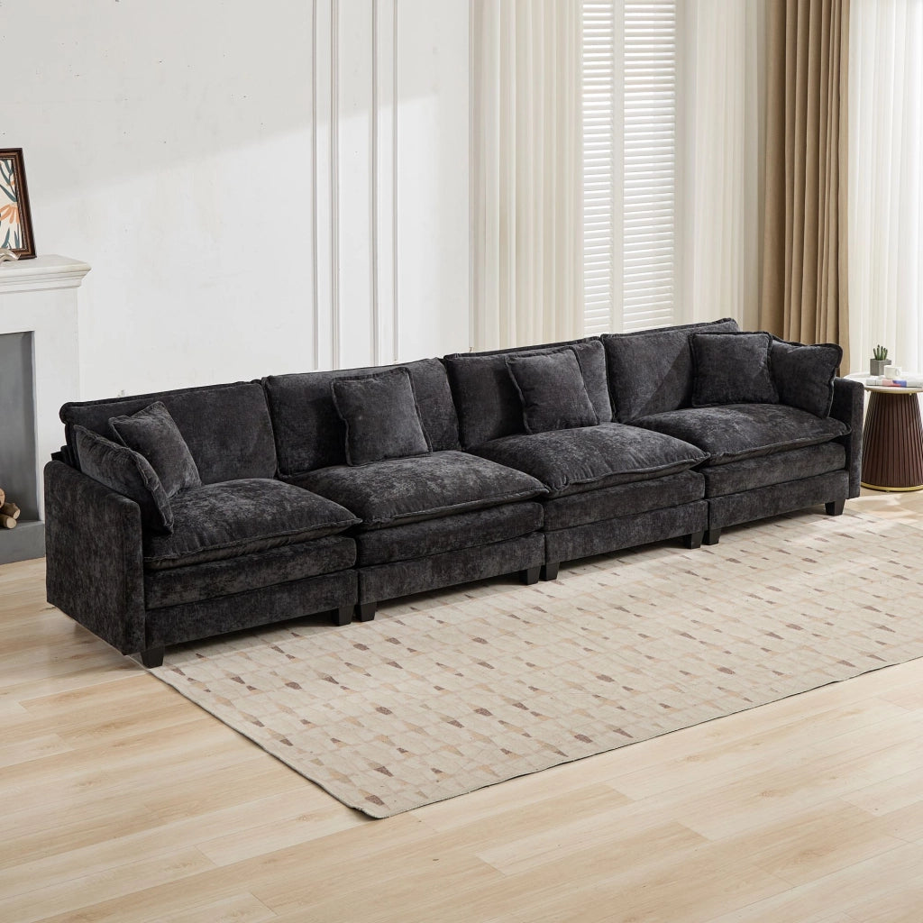 Divano Cloud 4 Posti ¨C MINIMAL ¨C Tessuto Chenille Nero