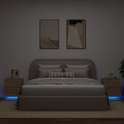 Comodini con Luci LED 2pz-Set di 2 Tavolino da notte Rovere Sonoma in Legno Multistrato 161552