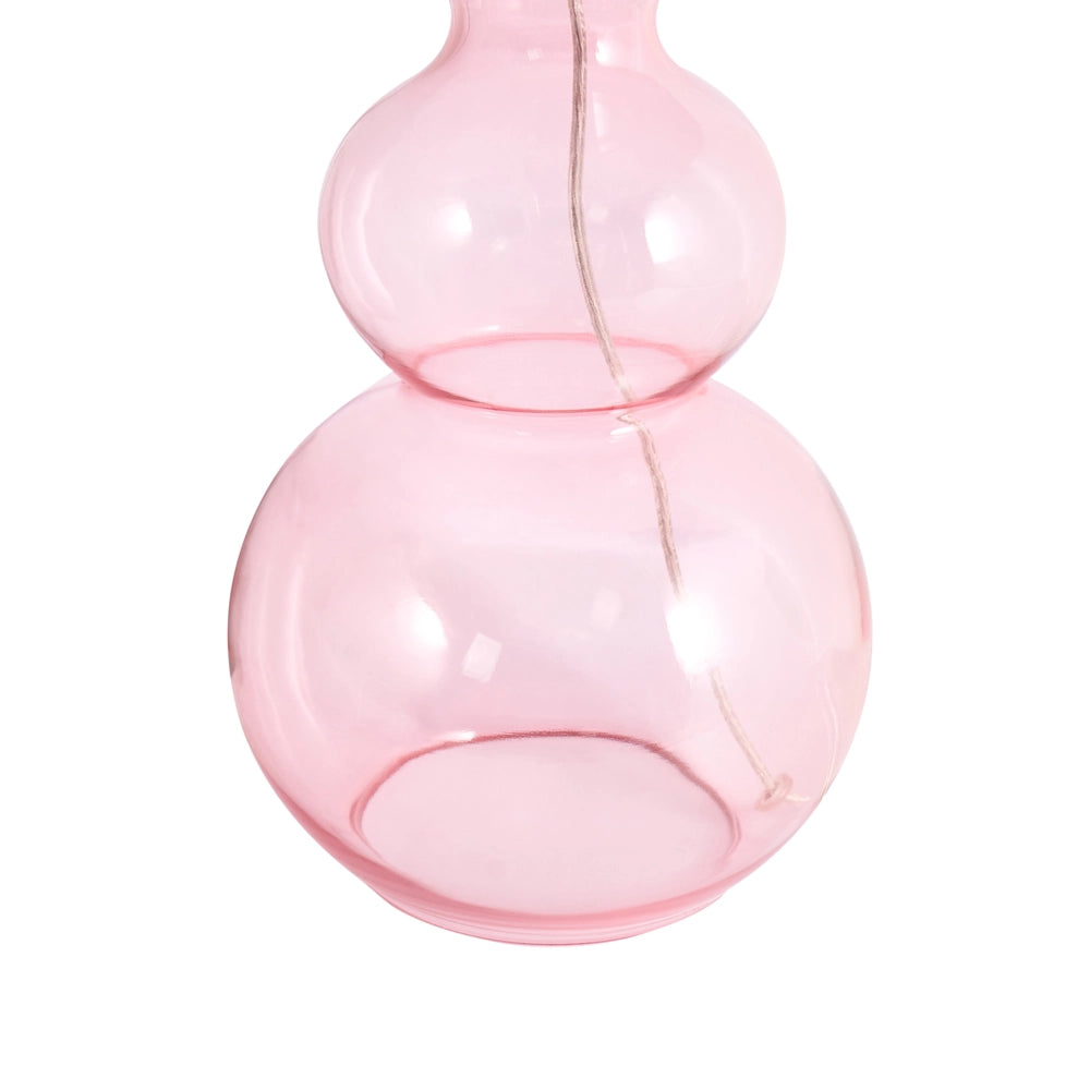 Lampada da tavolo decorativa Forma scultorea Base in vetro Paralume a campana Tessuto rosa stile moderno