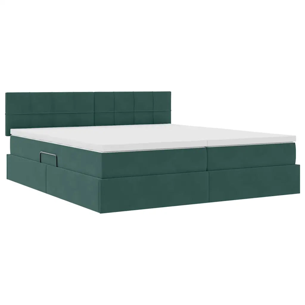 Letto con Contenitore con materasso Verde Scuro 90 x 200 cm