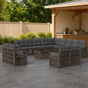 Set Divano da Giardino 14 pcs Grigio polyrattan 3435896