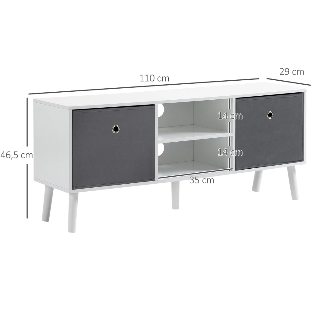Mobile TV per televisori fino a 50' con 2 cassetti e ripiani aperti ¨C Zephmum ¨C 110x29x46,5 cm Bianco Grigio