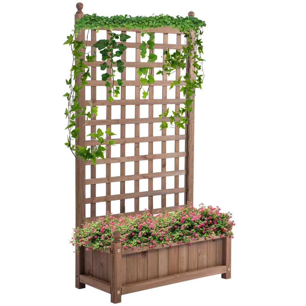 Fioriera con Griglia e Piedistallo ¨C zephmum ¨C Legno di Pino Trattato 64x28x120 cm