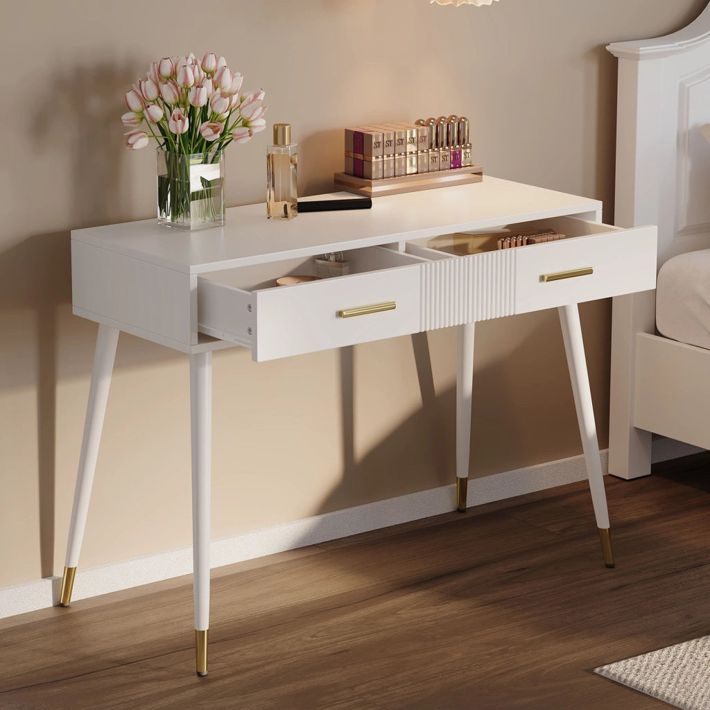 TOELETTA/SCRIVANIA 100x40x76 cm Bianca con 2 cassetti in MDF