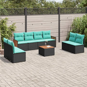 Set Divani da Giardino 9 pz con Cuscini Nero in Polyrattan 3227576