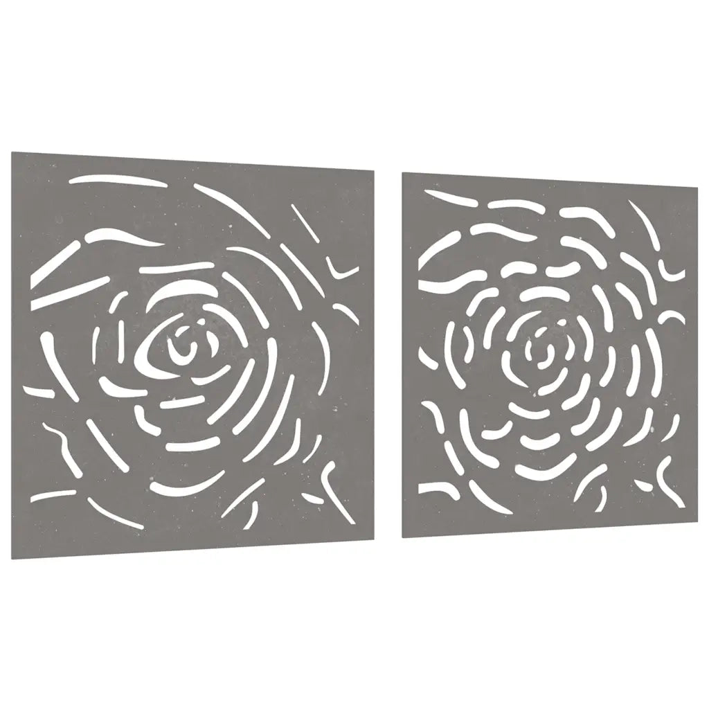 Decorazioni Muro Giardino 2 pz 55x55 cm Rosa in Acciaio Corten CFW4215038