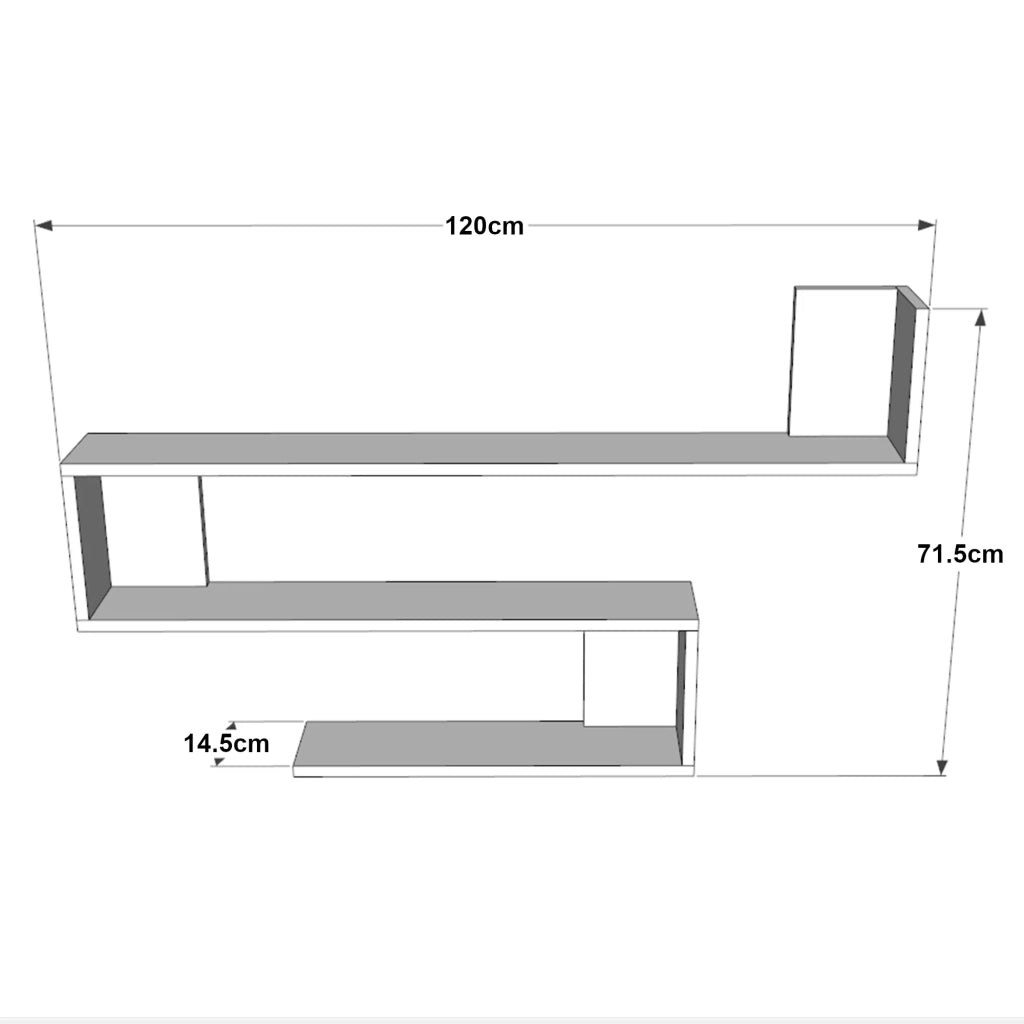 Mensola da parete a 3 livelli 715 x 120 x 145 cm effetto rovere 03_0007041
