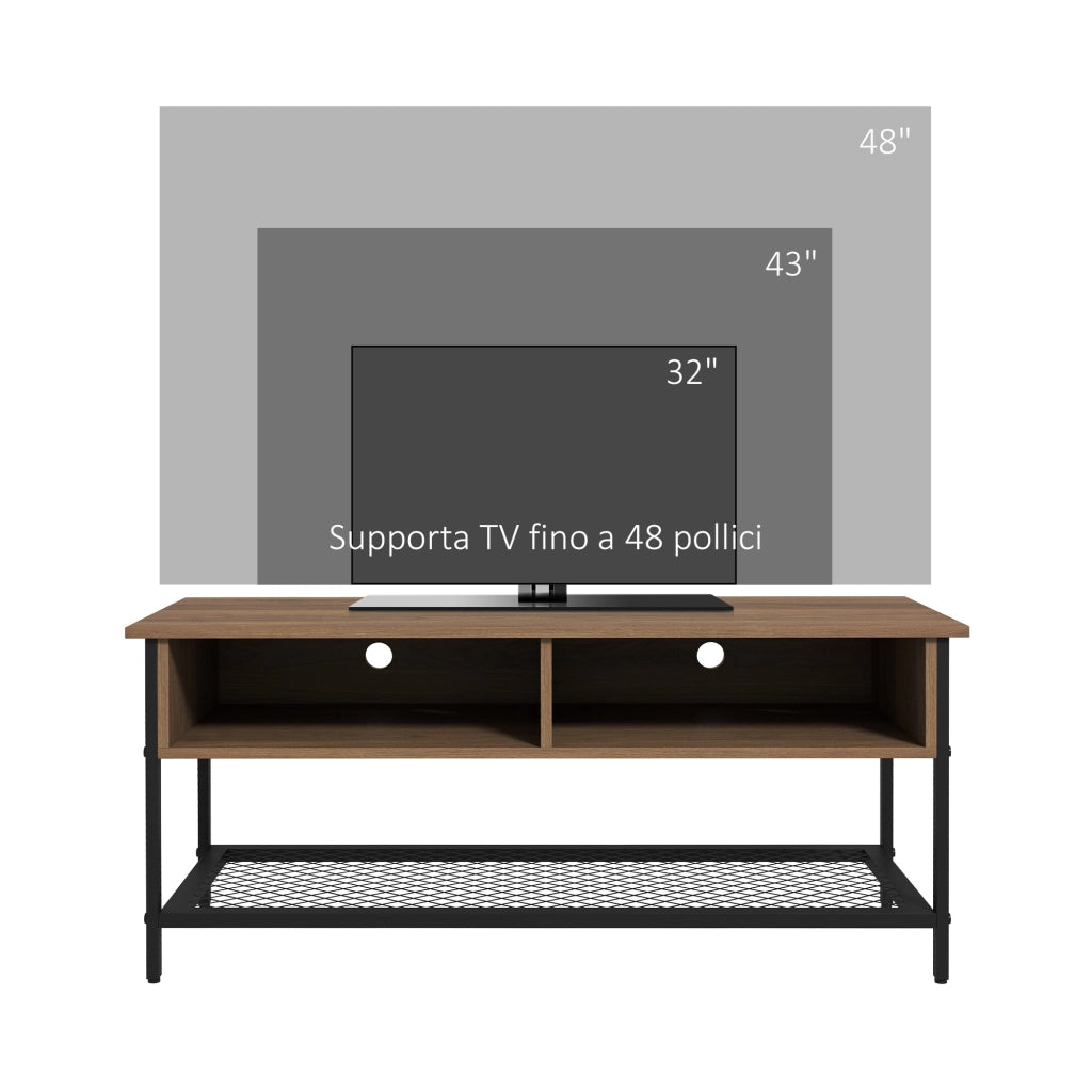 Mobile TV Stile Industriale ¨C Xylo ¨C Legno e Acciaio Marrone Nero 110x40x48cm fino 48 Pollici