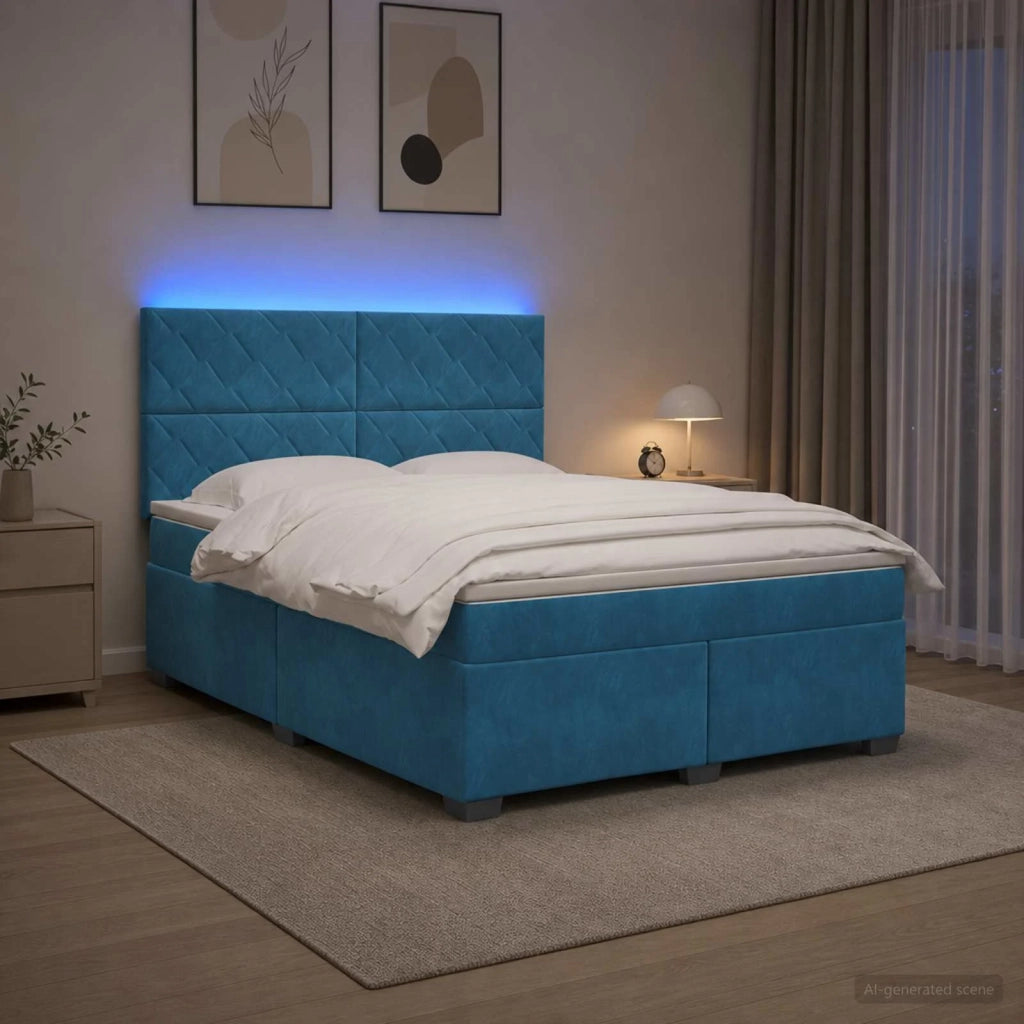 Letto box spring con materasso Blu 180 x 200 cm Velluto 3455166