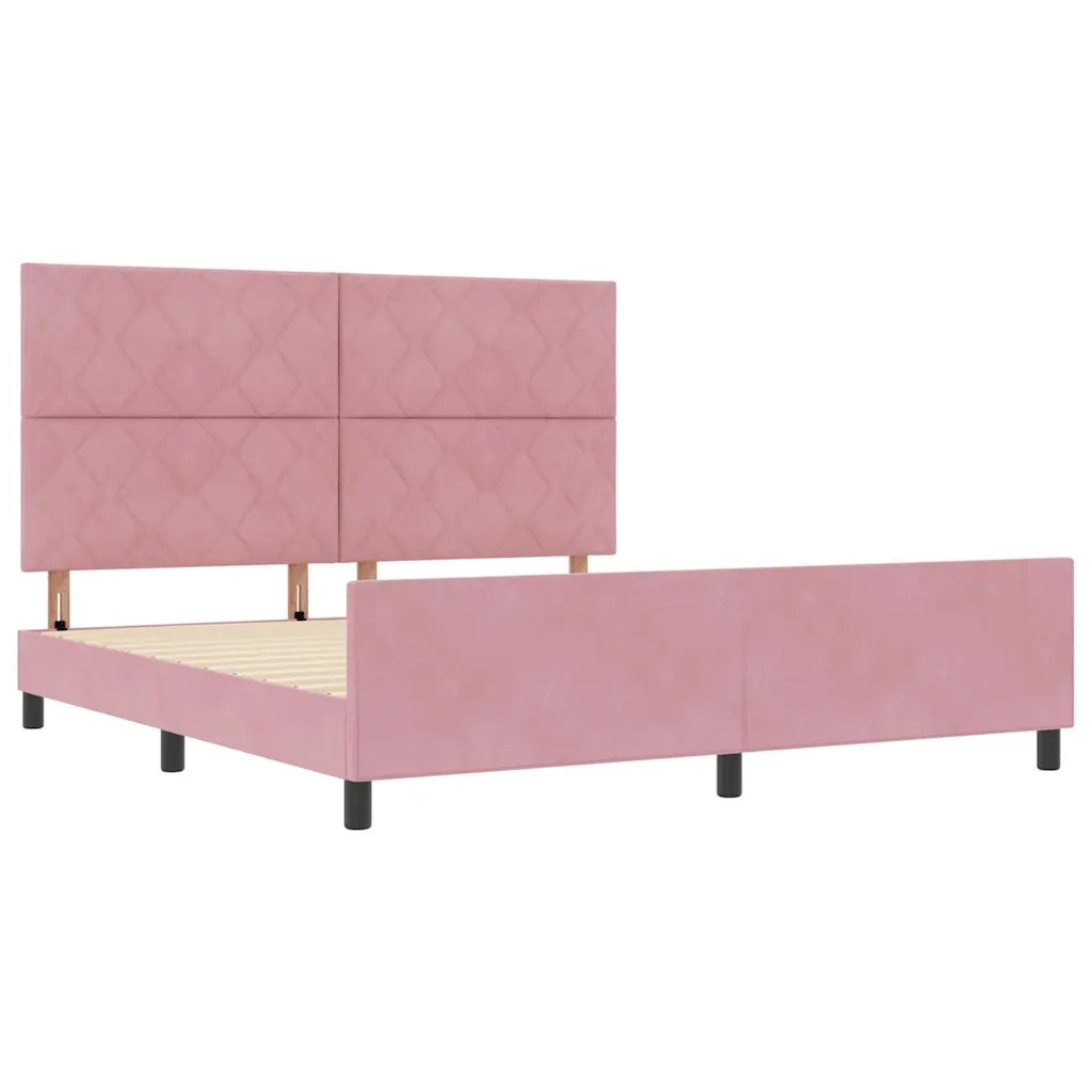 Letto a molle con testiera Rosa 180 x 200 cm Velluto