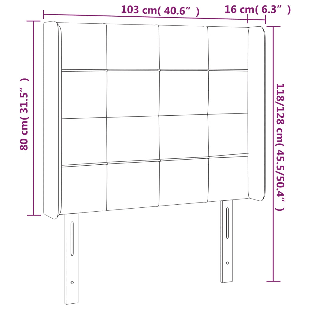 Testiera ad Orecchio Tortora 103x16x118/128 cm in Tessuto 3119574