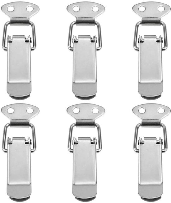 Vangklem a 6 pezzi - Clip per cavo - Bloccaggio a molla - Cassa per strumenti - Set di 1 pezzo - Alta qualità acciaio inossidabile 304 - Bloccaggio