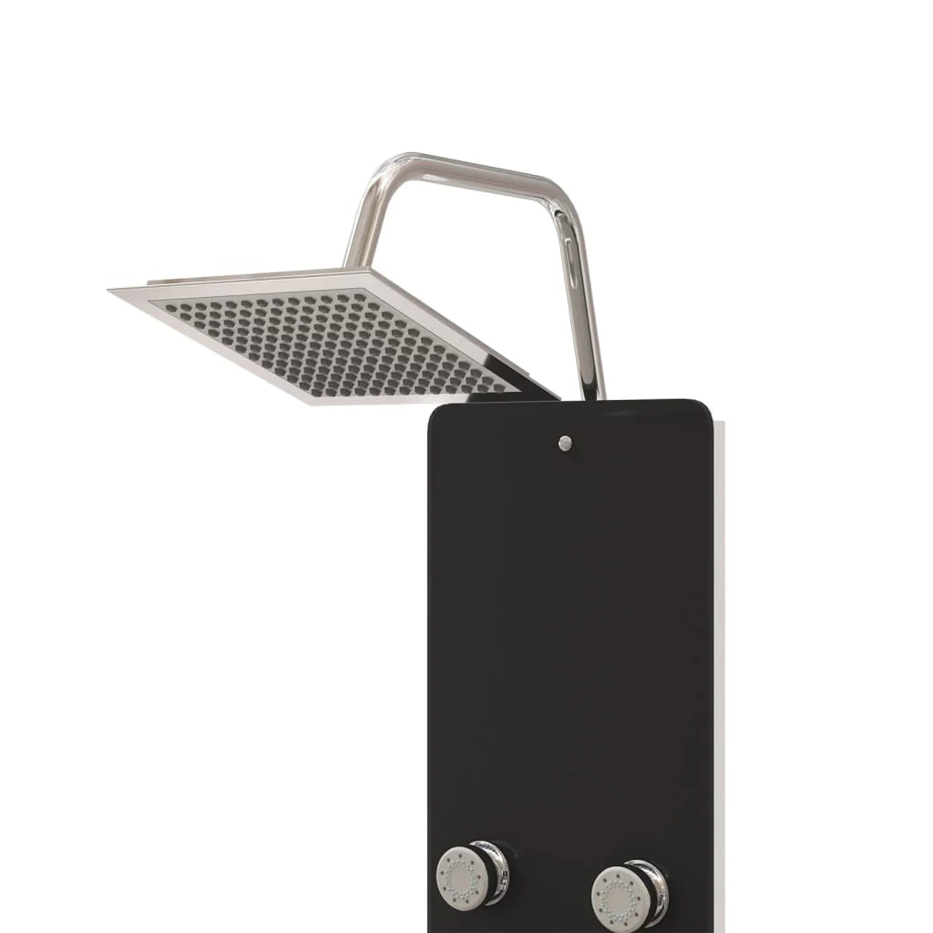 Pannello doccia con soffione rubinetto vetro acciaio inox 130 cm nero 02_0003437