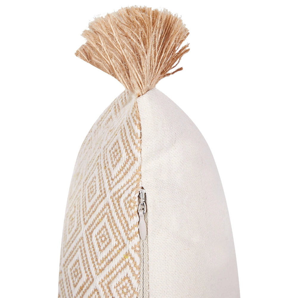Set di 2 cuscini in poliestere beige con motivo geometrico 30 x 50 cm stile tradizionale salotto sala da pranzo
