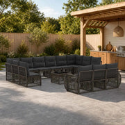 Set Divano da Giardino 14 pcs Grigio e Grigio Scuro polyrattan 3435572