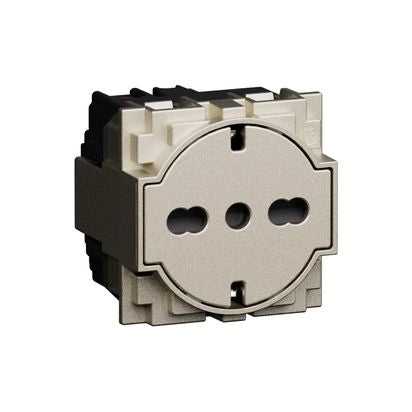 Presa Schuko Flat P40 2P+T 10/16A 250V 2 Moduli Bticino Living Now Champagne KC4140A16F
