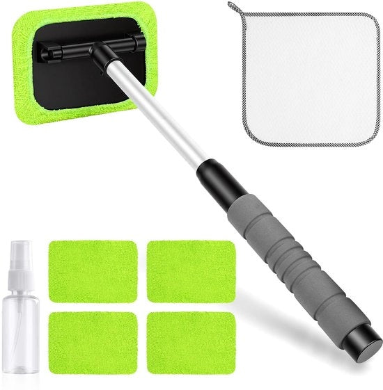 Kit di pulizia per vetri auto leggero - 8 pezzi - Set di spugne microfibra lavabili - Progettato ergonomicamente - Multifunzionale - Per vetri interni auto e cucina - Pulitore per vetri