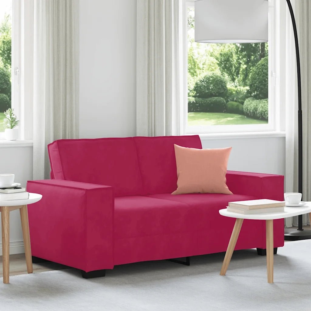 Divano a 2 Posti Rosso Vino 160x78x84 cm in Velluto 4105014