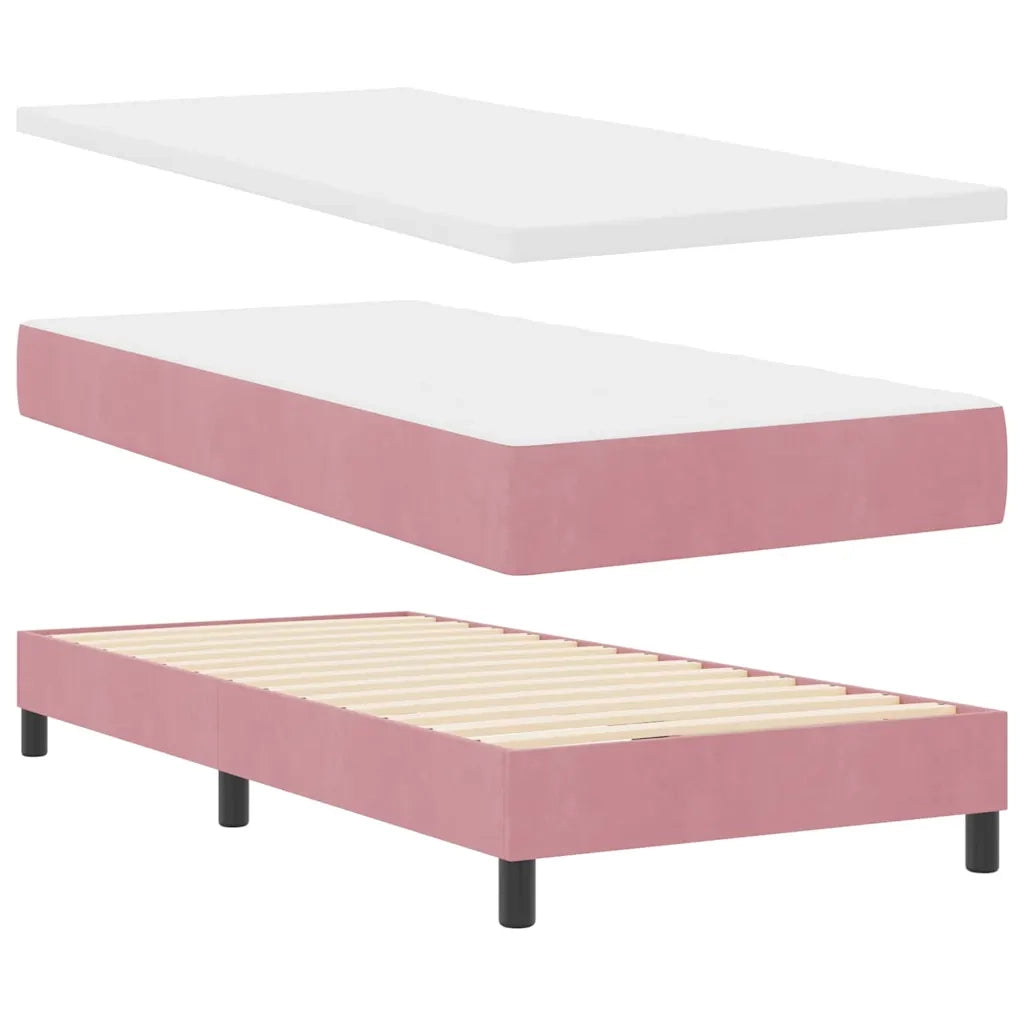 Letto a Sorgente LED con materasso Rosa 100 x 200 cm Velluto